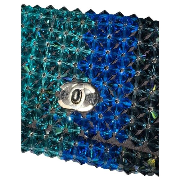 Chanel Crystal Micro Flap Bag CC Evening Ombre Iridescent Mini Crossbody Handbag - Picture 9 of 15